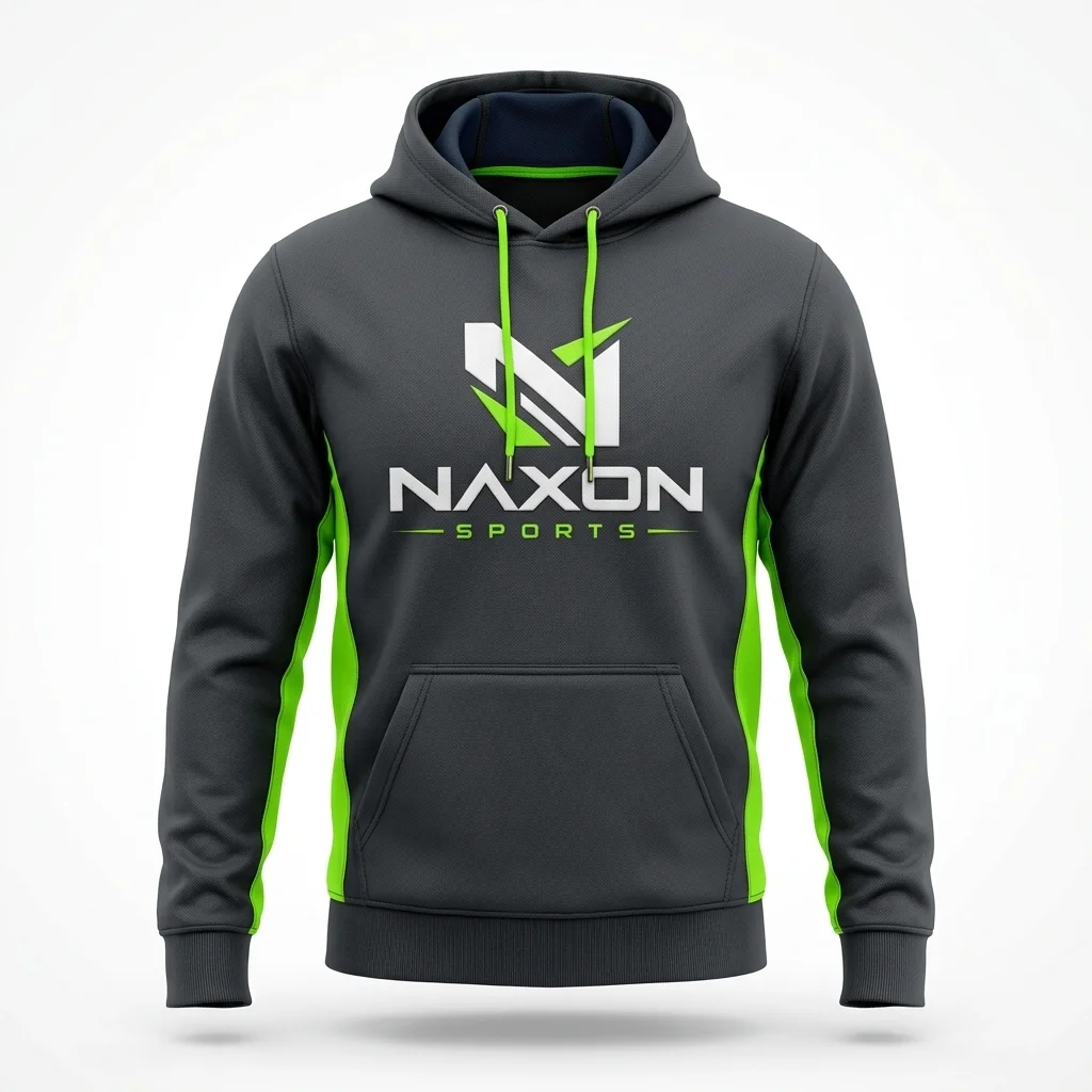 Custom Sports Hoodie On Background Design 1 – sports hoodie on background mock-up made by Naxon Sports, Sialkot