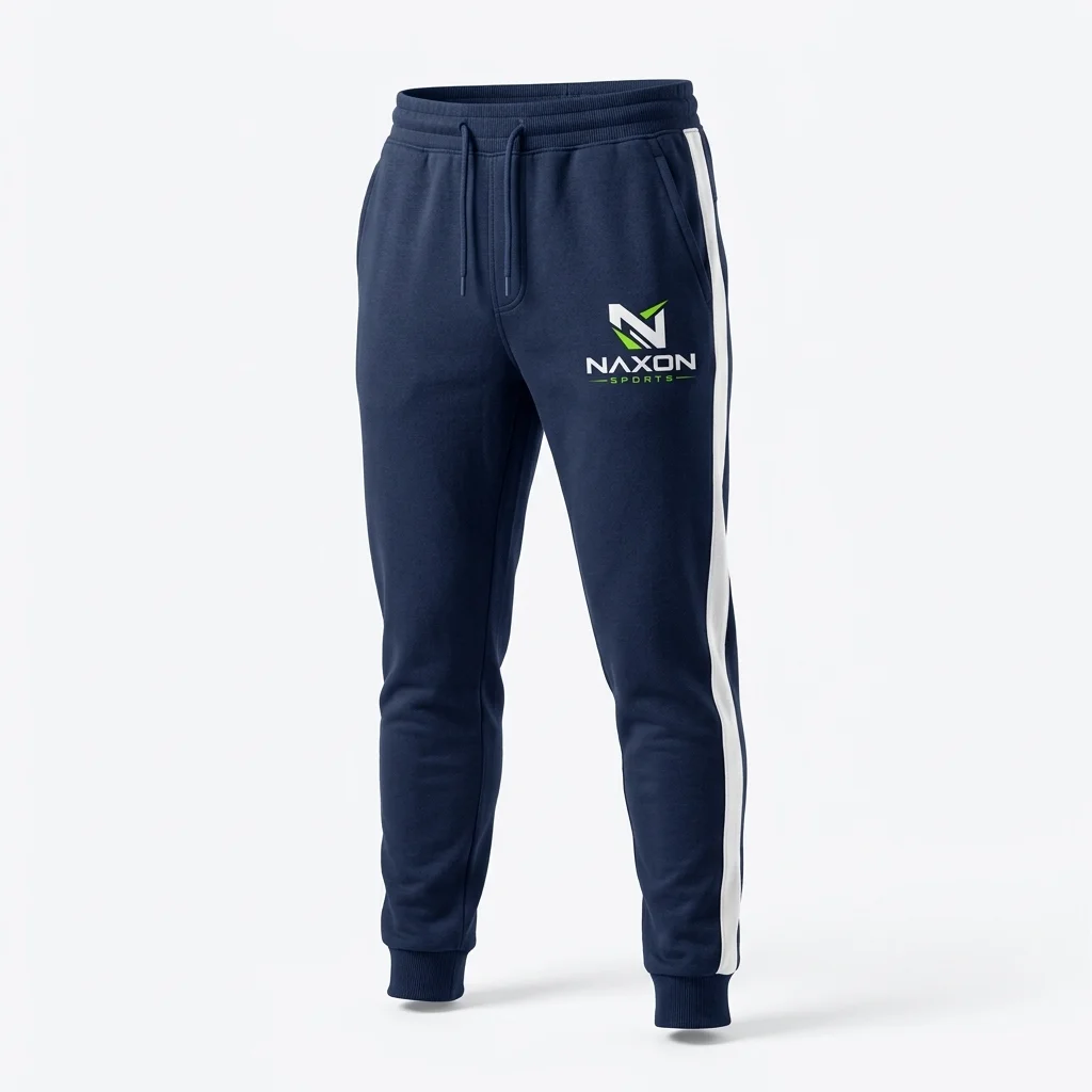 Custom Sports Joggers Design 1 – sports joggers mock-up made by Naxon Sports, Sialkot