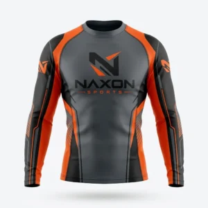 Custom Surf Rash Guard Design 15 – surf rash guard mock-up made by Naxon Sports, Sialkot