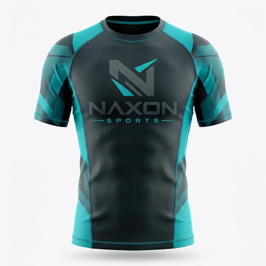 Custom Surf Rash Guard Design 17 Custom Surf Rash Guard Design 17 – surf rash guard mock-up made by Naxon Sports, Sialkot
