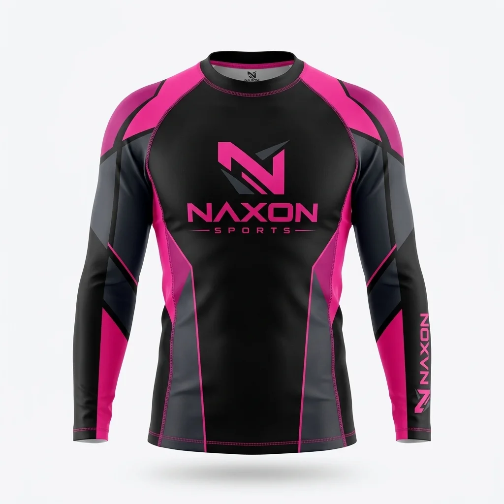 Custom Surf Rash Guard Design 14 Custom Surf Rash Guard Design 14 – surf rash guard mock-up made by Naxon Sports, Sialkot