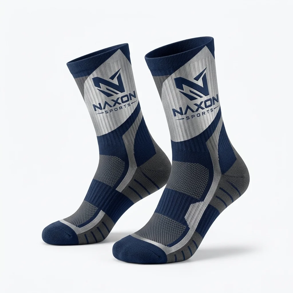 Custom Sports Socks Design 6 – sports socks mock-up made by Naxon Sports, Sialkot