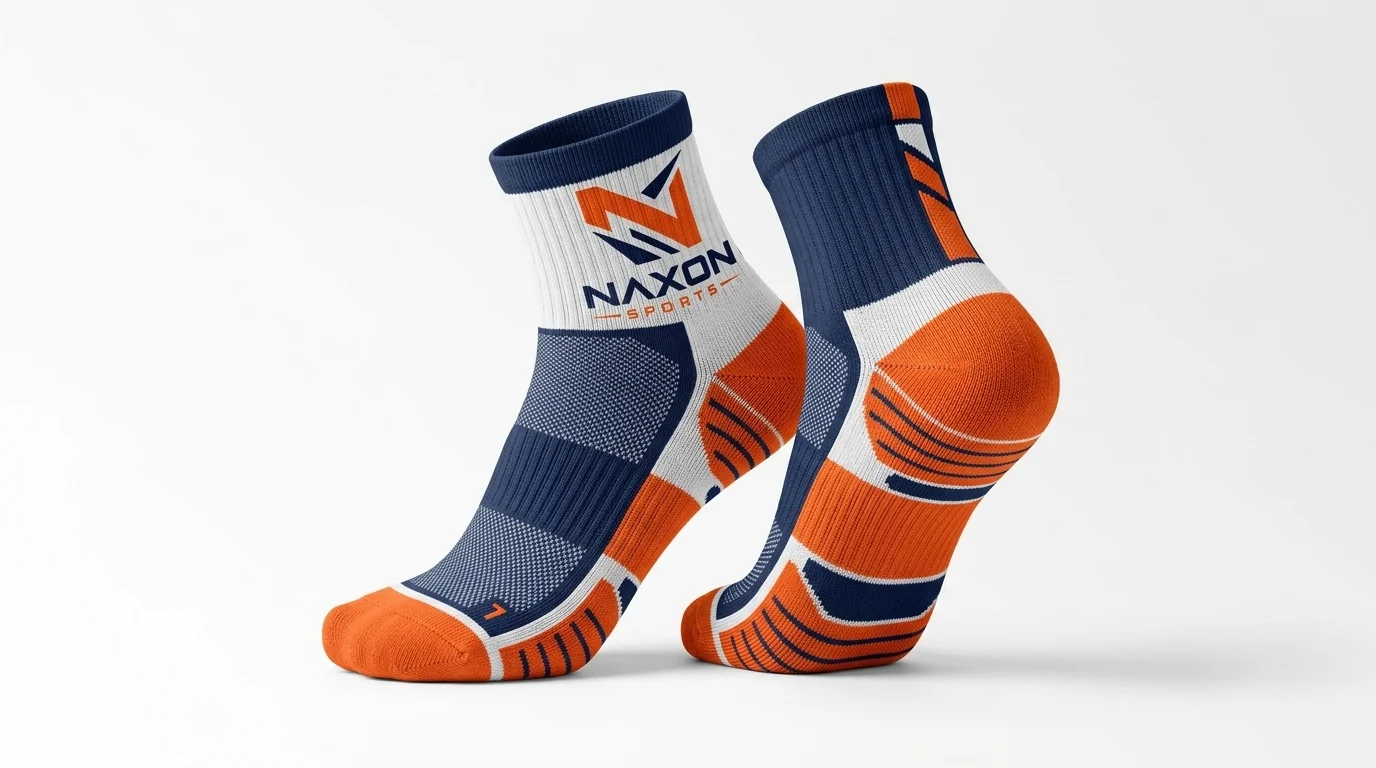 Custom Sports Socks Design 22 Custom Sports Socks Design 22 – sports socks mock-up made by Naxon Sports, Sialkot