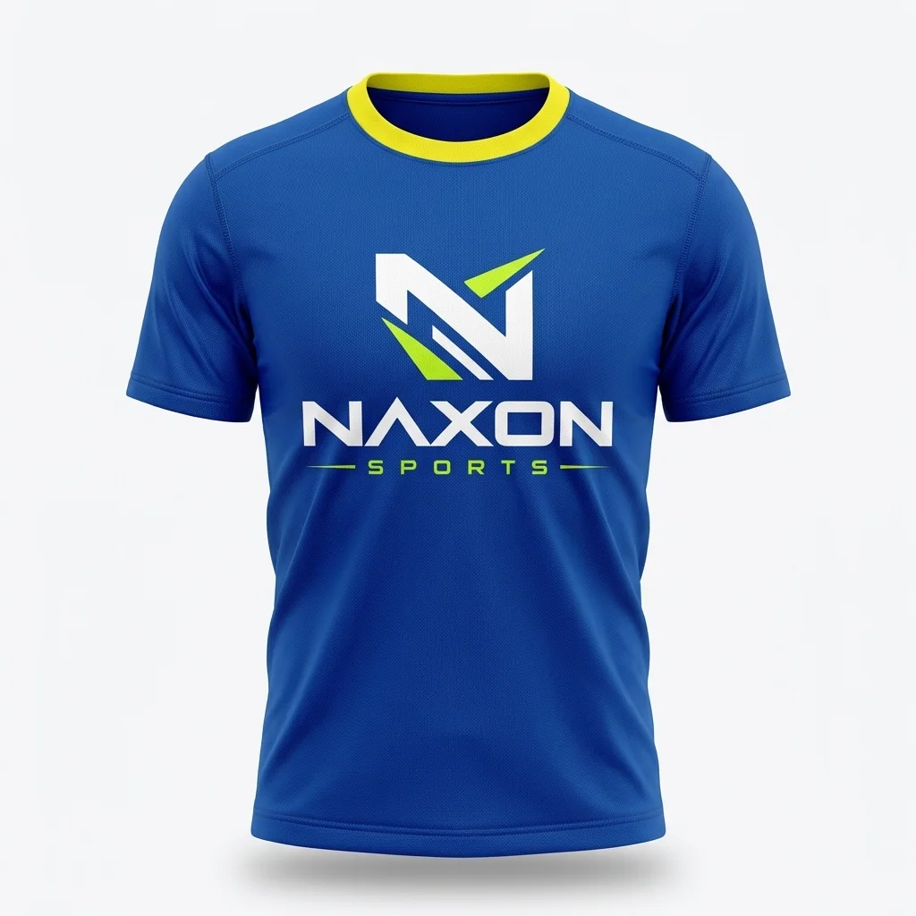 Custom Sports T-Shirt Design 1 – sports t-shirt mock-up made by Naxon Sports, Sialkot
