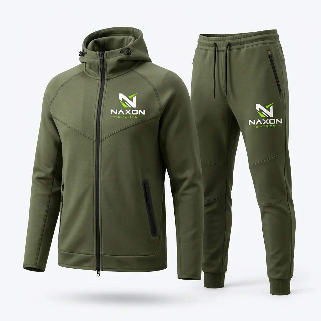 Custom Streetwear Fleece Set Design 1 – streetwear fleece set mock-up made by Naxon Sports, Sialkot