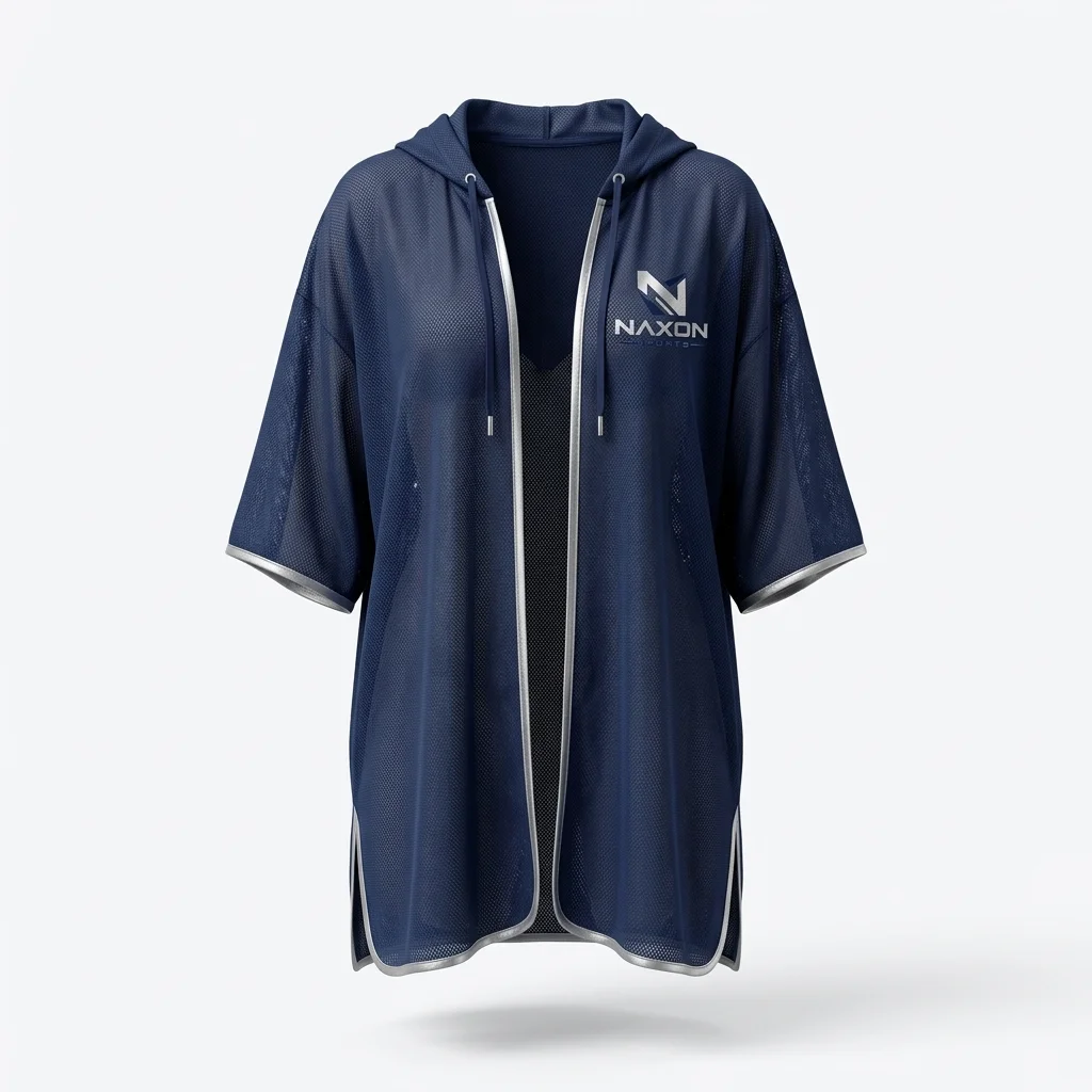 Custom Swim Cover-Up Design 4 Custom Swim Cover-Up Design 4 – swim cover-up mock-up made by Naxon Sports, Sialkot