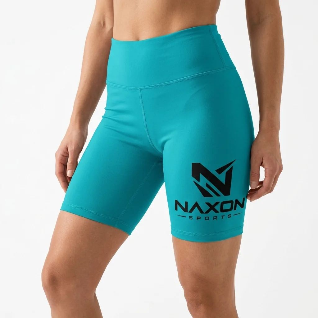 Custom teal biker shorts by Naxon Sports