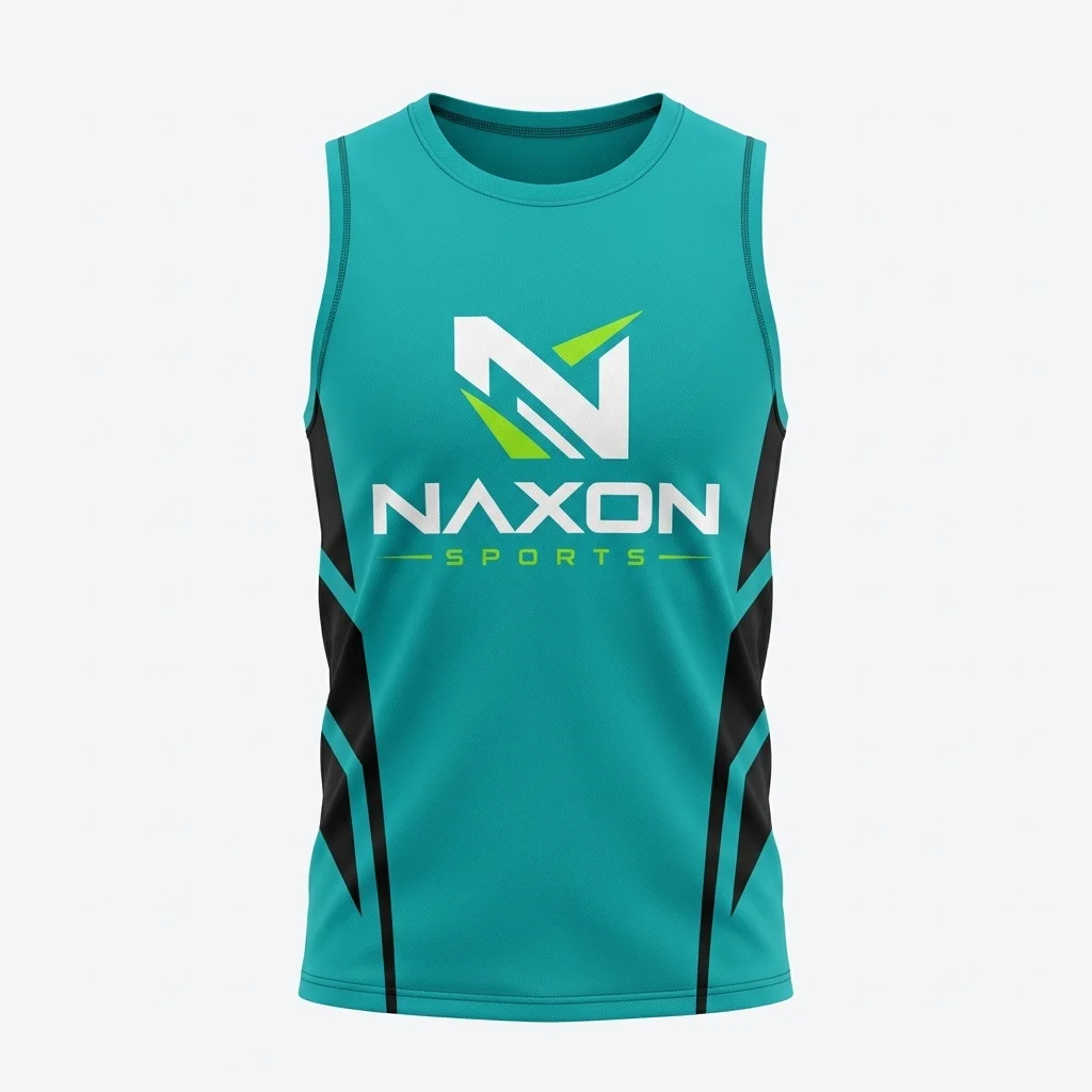 Custom Teal Gym Shirt Design 1 – teal gym shirt mock-up made by Naxon Sports, Sialkot