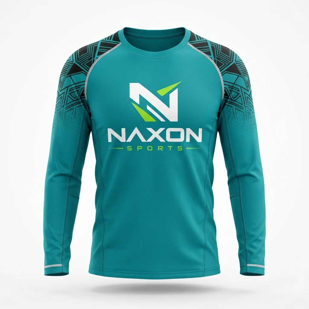 Custom Teal Gym Shirt Design 2 – teal gym shirt mock-up made by Naxon Sports, Sialkot