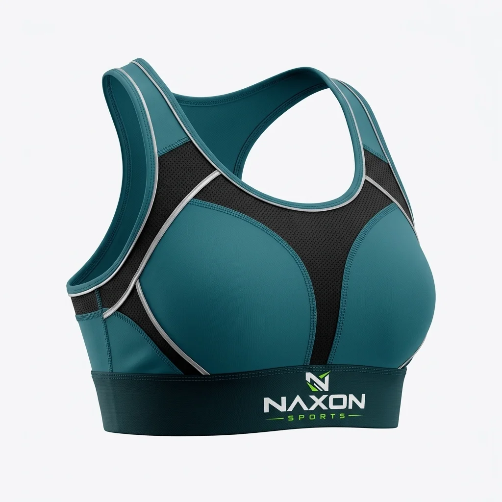 Custom teal sports bra by Naxon Sports