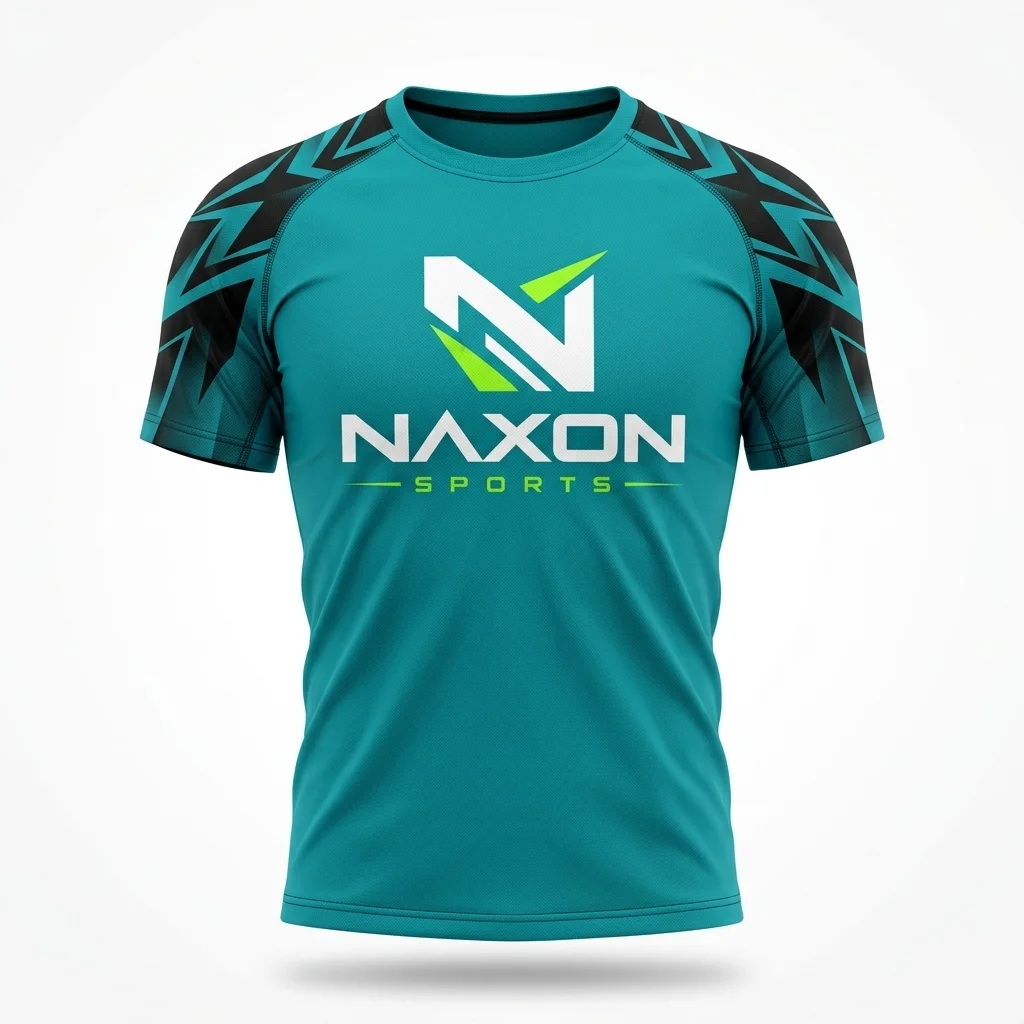 Custom Teal Sports T-Shirt Design 1 – teal sports t-shirt mock-up made by Naxon Sports, Sialkot
