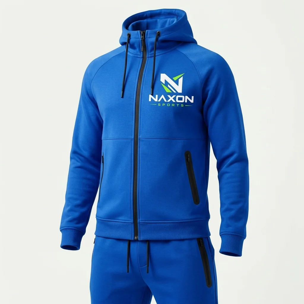 Custom Tech Fleece Tracksuit Design 3 – tech fleece tracksuit mock-up made by Naxon Sports, Sialkot