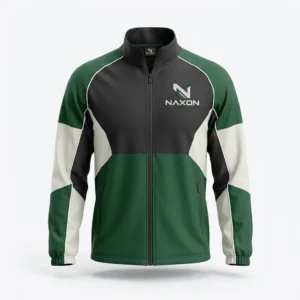 Custom Tennis Jacket Design 6 – tennis jacket mock-up made by Naxon Sports, Sialkot
