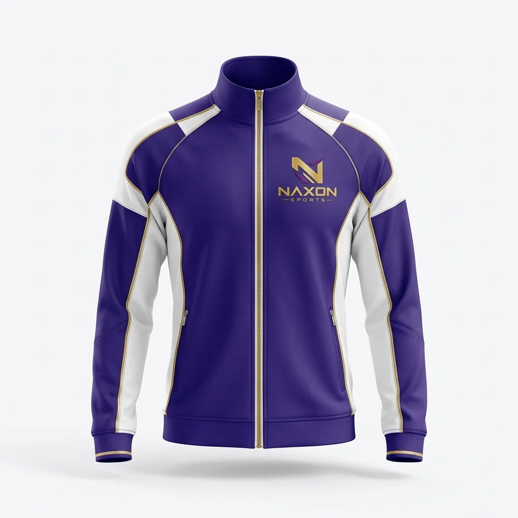 Custom Tennis Jacket Design 8 Custom Tennis Jacket Design 8 – tennis jacket mock-up made by Naxon Sports, Sialkot