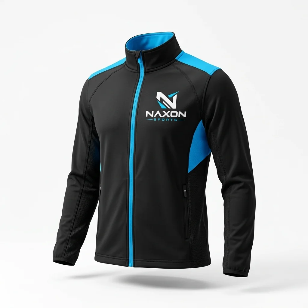 Custom Tennis Jacket Design 9 Custom Tennis Jacket Design 9 – tennis jacket mock-up made by Naxon Sports, Sialkot