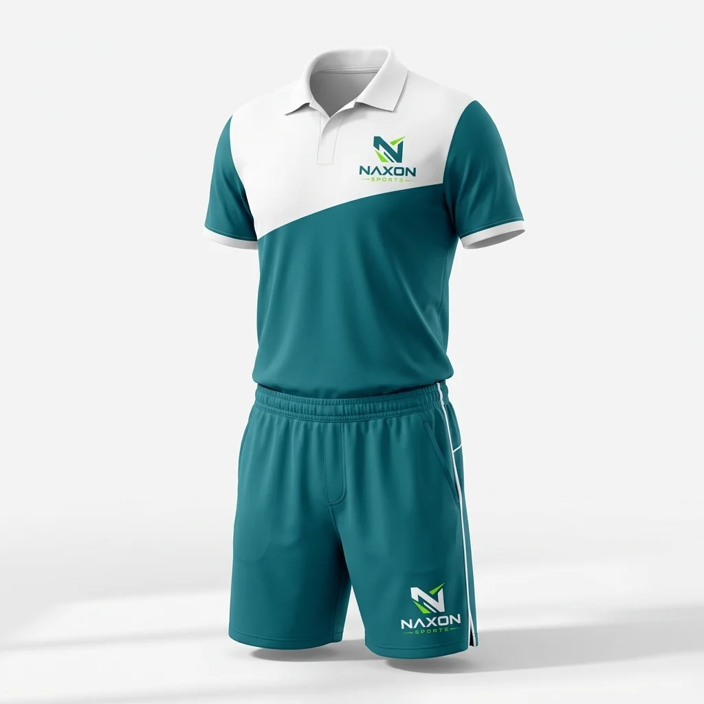 Custom Tennis Polo And Shorts Design 1 – tennis polo and shorts mock-up made by Naxon Sports, Sialkot