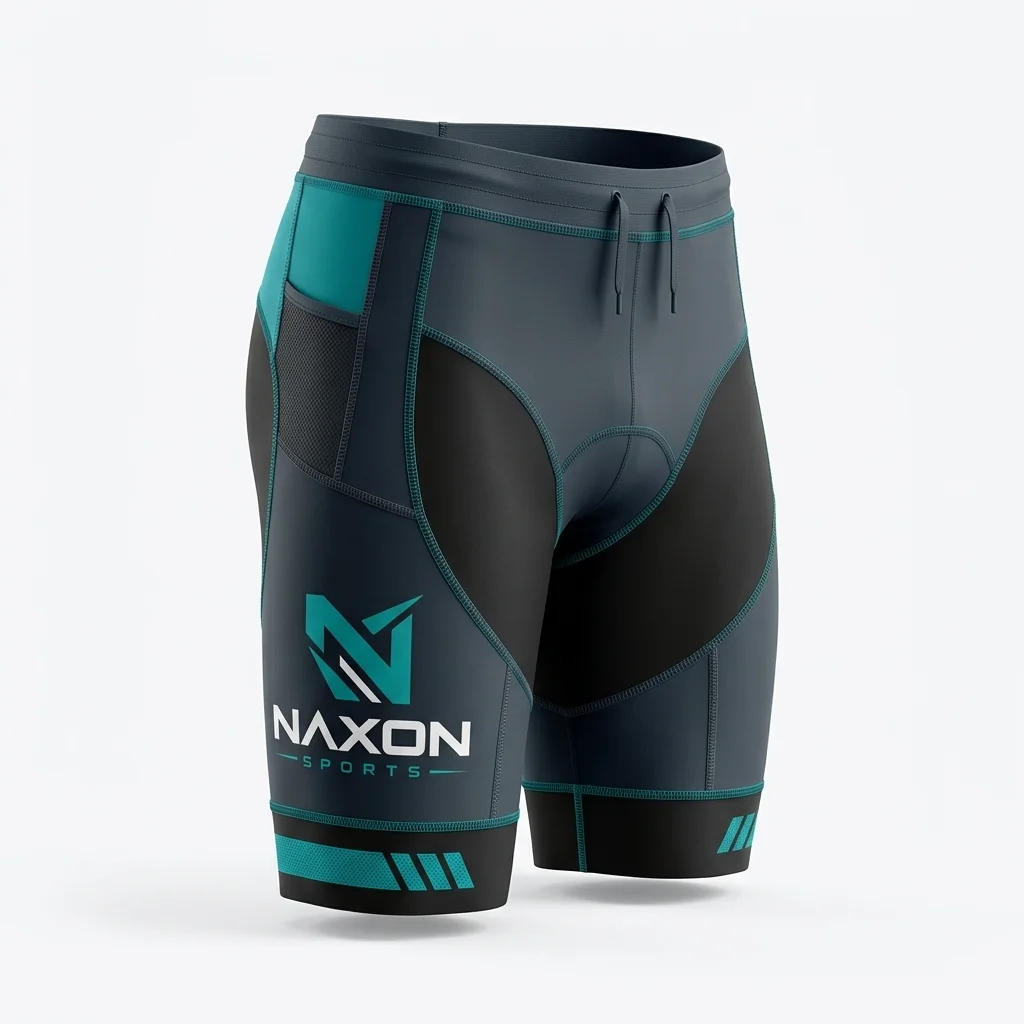 Custom Triathlon Shorts Design 2 Custom Triathlon Shorts Design 2 – triathlon shorts mock-up made by Naxon Sports, Sialkot