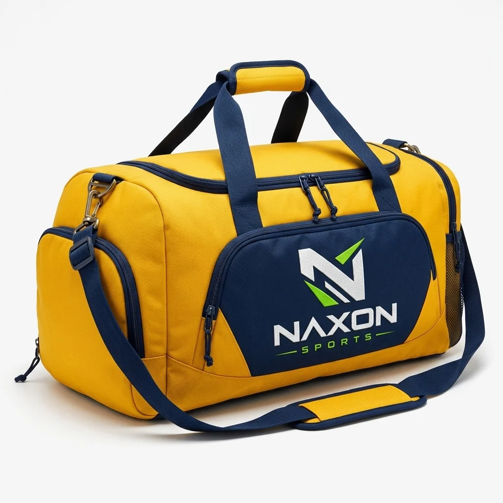 Custom yellow sports duffel bag by Naxon Sports