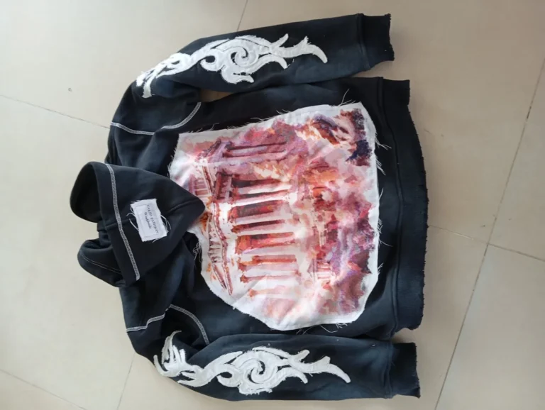 Custom black hoodie with photo print and tribal graphics – made by Naxon Sports