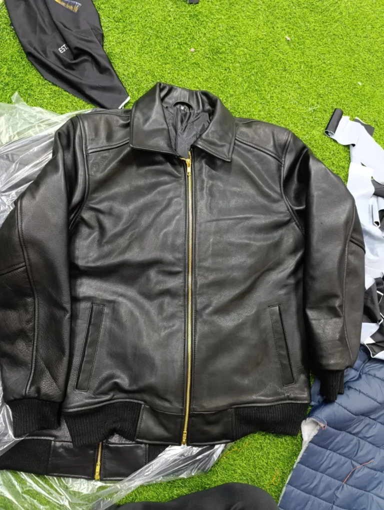 Custom black leather jacket – made by Naxon Sports