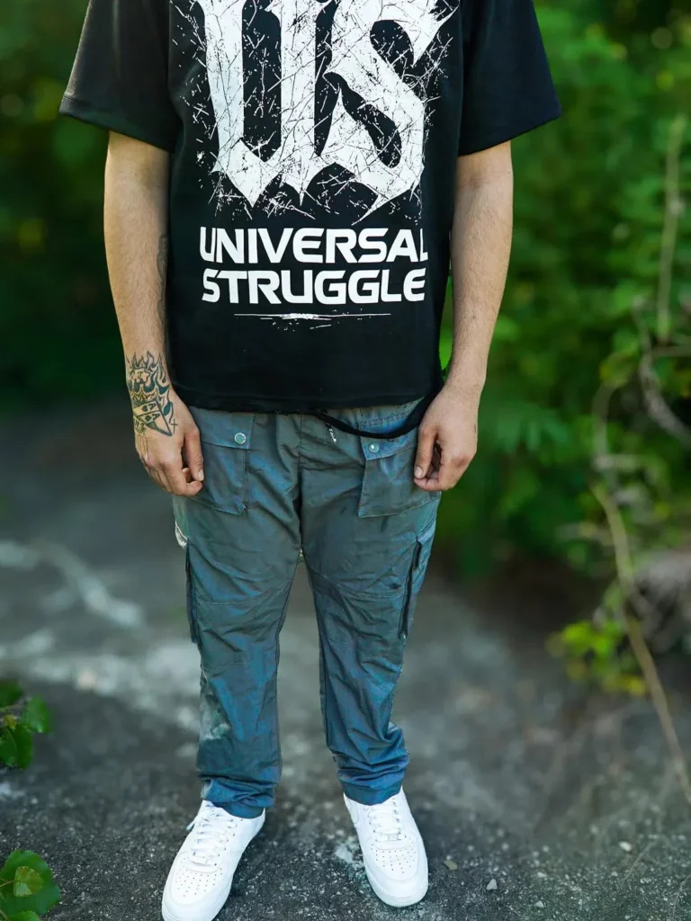Custom black printed t-shirt, streetwear client photoshoot – made by Naxon Sports