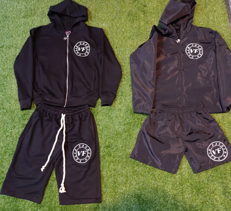 Custom navy hoodie and shorts sets with chest logo – made by Naxon Sports
