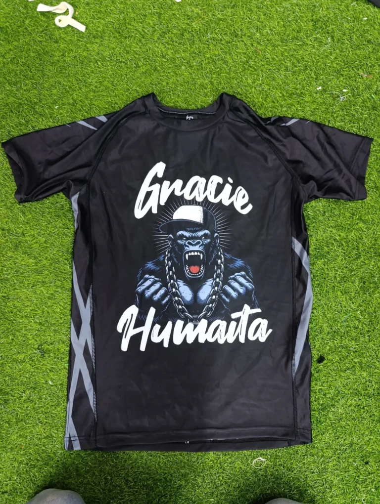 Custom sublimated BJJ rash guard in black – made by Naxon Sports