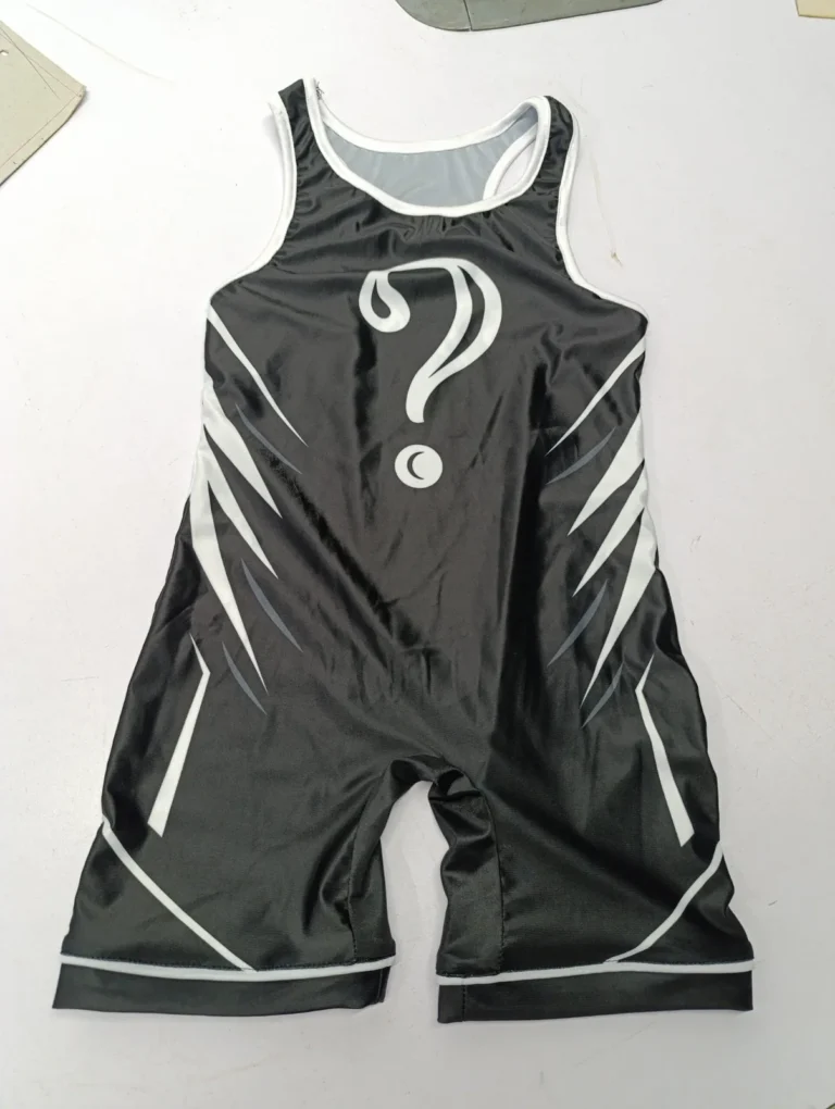 Custom sublimated wrestling singlet in black and white – made by Naxon Sports