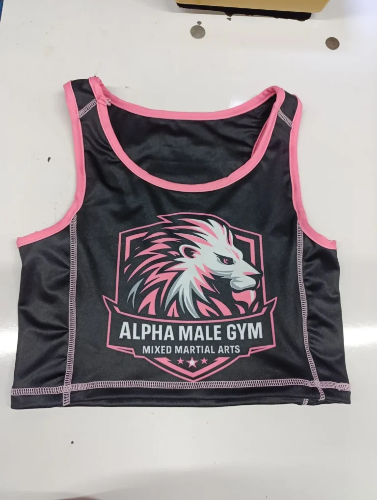 Custom women's gym tank top with pink trim and logo – made by Naxon Sports